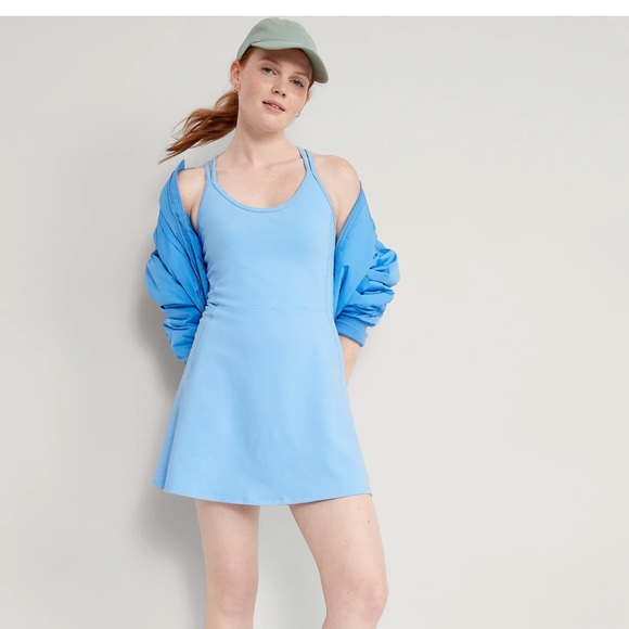NWT OLD NAVY PowerChill Sleeveless Strappy Shelf-Bra Dress Color: Breakwater - Picture 3 of 8